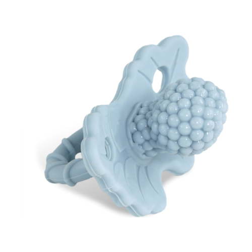 RaZbaby RaZberry Teether - Soothes Sore Gums, Soft Silicone, BPA Free, Easy-to-Hold - Blue