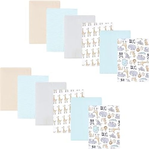 Hudson Baby Unisex Baby Flannel Burp Cloth 12pk, Kangaroo, One Size