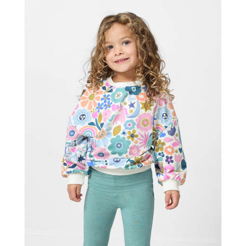 Unicorn Blossoms Drop Shoulder Crewneck | Little Sleepies