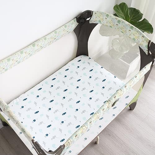 Crib Sheets Fitted-Crib Sheets Fitted Boy or Girl for Standard Crib Mattress & Toddler Mattress, Soft and Breathable Crib Sheets, 52'' x 28'' 2-Pack, Grey Dinosaurs & Ocean