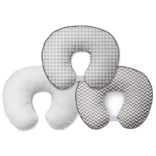 Bacati- 3pc Gray Nursing Pillow w/ 2 removable covers