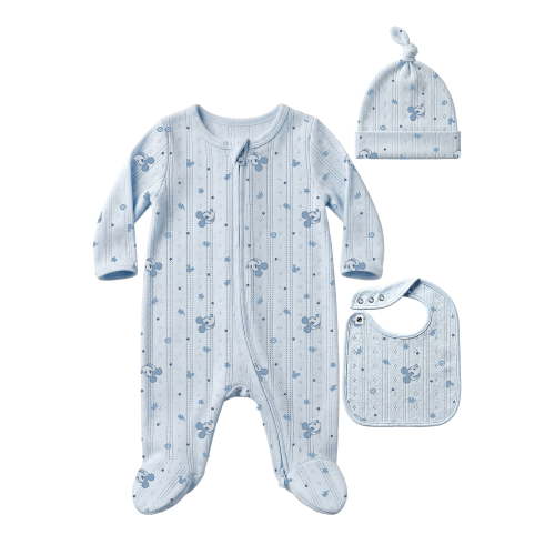 Mickey Mouse Baby Boy 3 Piece Coverall Set, Sizes Newborn-9 Months