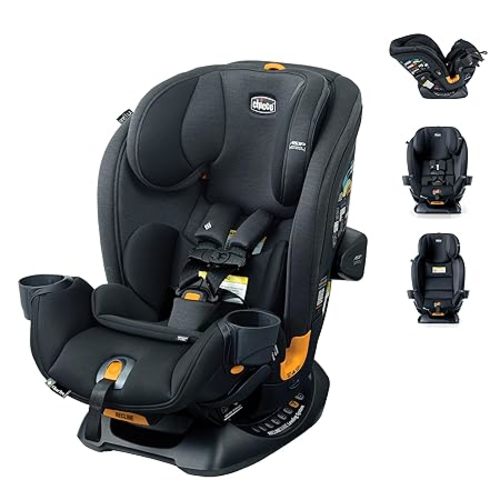 Chicco OneFit LX ClearTex All-in-One Car Seat with LeverLock Installation, Slim Design, Convertible Car Seat, Seat for Infants and Children 5-100 lbs | Ebony/Black