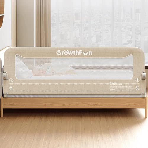 Foldable Bed Rail for Toddlers, 71in Reinforced Carbon Steel Frame&Connectors, Breathable Cationic Fabric, Safety Toddler Bed Rails for Queen, King, Twin, Full, No-Tool Setup.