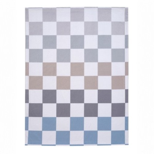 Lambs & Ivy Little Racer Soft Checkered Blue/White/Taupe Fleece Baby Blanket