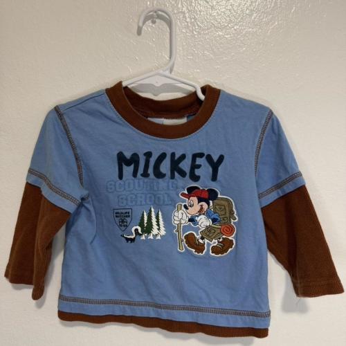 Mickey Mouse blue and brown long sleeve shirt #kids...