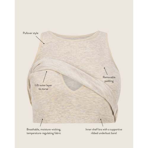 Sublime® Bamboo Maternity & Nursing Longline Bra Top | Oatmeal Heather - Kindred Bravely