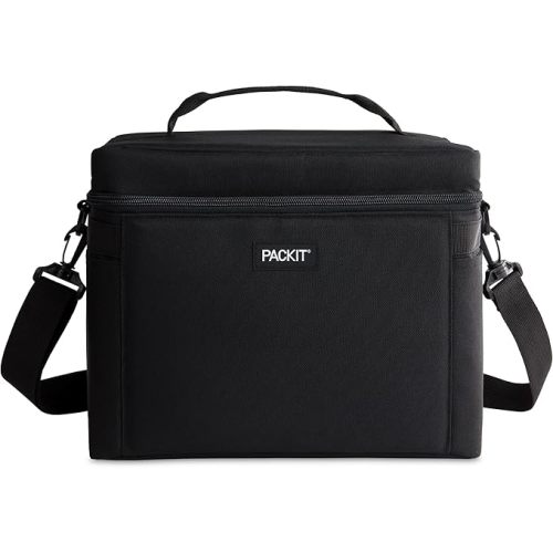 PackIt Freezable Newport Cooler, Collapsible, Reusable, Built with ECOFREEZE Technology, Wide Top Opening, Double Zip Closure, with Adjustable & Removable Shoulder Straps for Easy Carrying