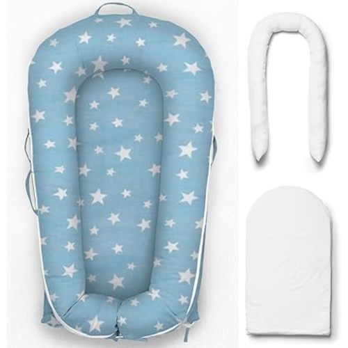 Dock Replacement Set (Size Deluxe + or Grand) Doc a tot Parts Set of 3 (Cover, Pad, Tube) Blue Stars (Grand)