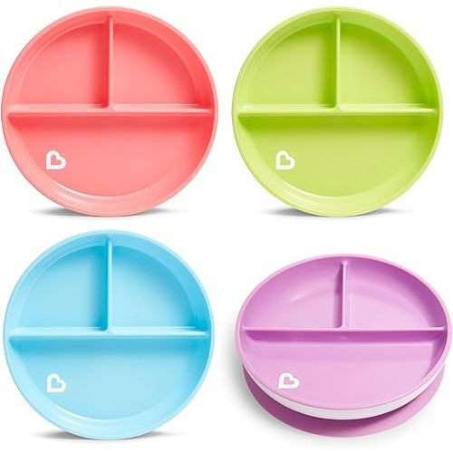 Munchkin® Stay Put™ Divided Section Toddler Plates, Colors May Vary