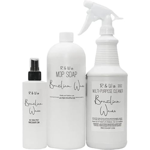 R&W CO. Brazilian Waves Luxury Cleaning Day Bundle – Premium 32oz Mop Soap, Deodorizing Room Spray (8oz), and 32oz Multi-Purpose Surface Cleaner Degreaser Kit – Pet & Family Safe