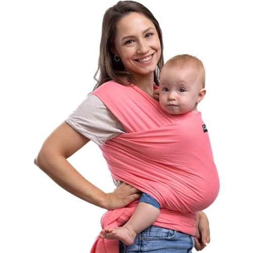 Cuddlebug Baby Wrap Carrier, Soft Stretchy Newborn Sling, 7-35 lbs, Pink