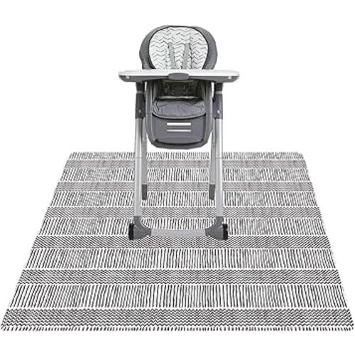 Splat Mat for Under High Chair/Arts/Crafts, Triluby 51" Waterproof Non Slip Food Splash Mat for Eating Mess, Washable Weaning Mat Reusable Spill Floor Protector (Stripe)