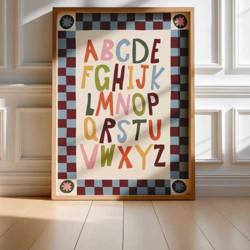 Colorful Alphabet Poster for Kids | Playroom Wall Art | Vintage Nursery Decor | Educational ABC Print (Instant Download)