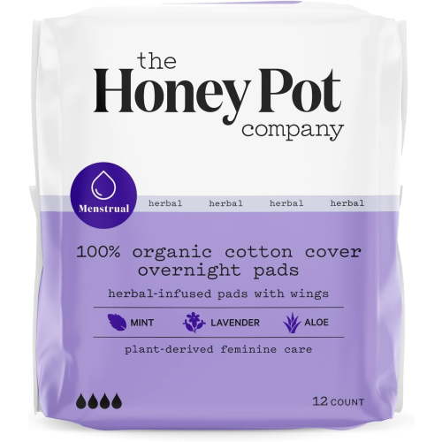 The Honey Pot Company Organic Overnight, Herbal Infused Pads, 12 Ea, 2 Pack