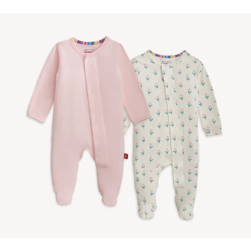 Magnetic Me 2-Pack Footie - 0-3m - Violet/Soft Petal Pink