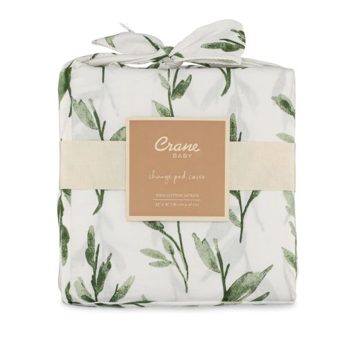 Parker Green Leaf Changing Pad Cover | Crane Baby