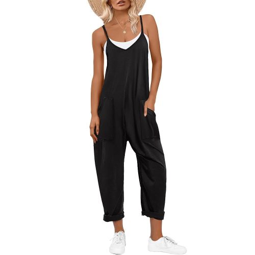 ANRABESS Jumpsuits for Women Casual Summer Overalls Sleeveless Spaghetti Strap Romper Jumpers Trendy Beach Vacation Outfits