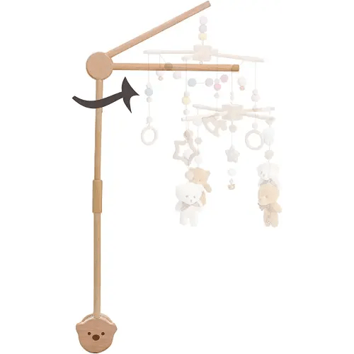 Baby Crib Mobile Arm,HBM 28-33inch Wooden Mobile Arm for Crib Mobile Hanger for Crib Baby Girl Nursery Decor