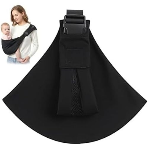 Baby Sling Carrier, Ergonomic Toddler Sling with 3D Breathable Mesh & Padded Shoulder Strap, Deep Wide Seat with Lumbar Support, Adjustable Fit for 6–48 Months, Holds Up to 44 lbs (Black)