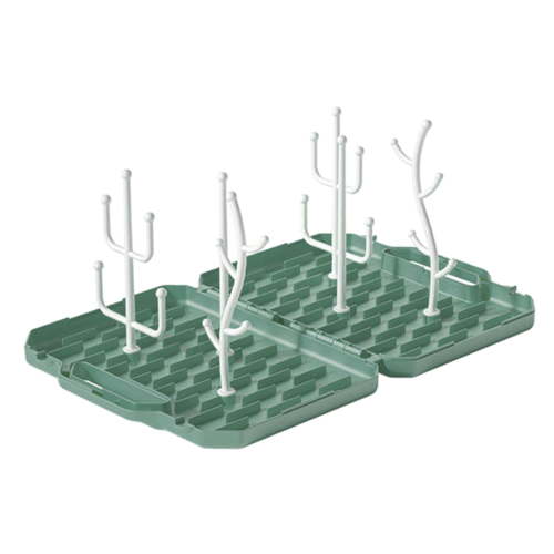 Yunhgft Portable Detachable Foldable Baby Bottle Cup Drying Rack, Stable ,Made of PP Green