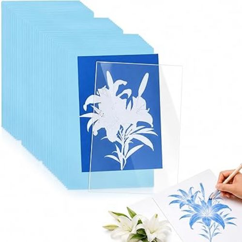 Cyanotype Paper Kit 32 Sheets A5 Size 5.8x8.3in with Reusable Acrylic Plate Sun Print Paper for DIY Solar Art Educational Projects Scrapbooking Crafts Fun Activity for All Ages Durable and E