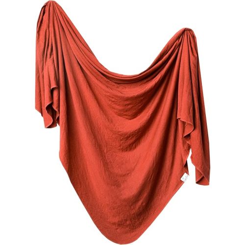 Large Premium Knit Baby Swaddle Receiving Blanket "Rust" by Copper Pearl