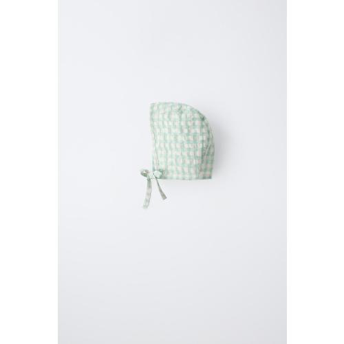 GINGHAM BONNET - Sea green | ZARA United States