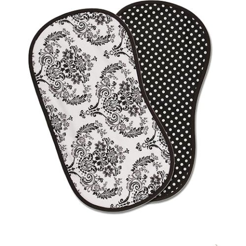 Bacati - Classic Damask White/Black Burpies Set of 2 Pcs
