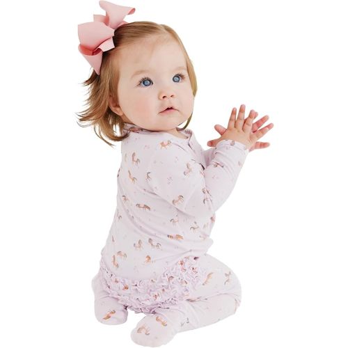Magnetic Me Girls Modal Magnetic Baby Footie Pajamas | Silky Soft Modal Fabric | Baby Sleepers Available Sizes PRE - 24M