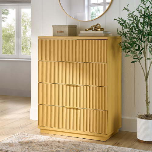 Better Homes & Gardens Lillian Fluted 4 Drawer Dresser, Natural Pine