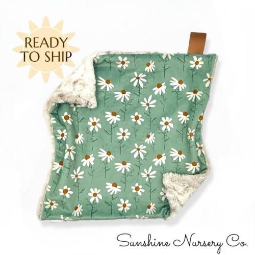 17"x17'' Lovey Blanket- WILD DAISIES- baby- floral- gift- girl- floral lovey- daisy- boho- cuddle- wildflowers