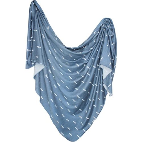 Copper Pearl Large Premium Knit Baby Swaddle Receiving Blanket Navy and White Triangles North