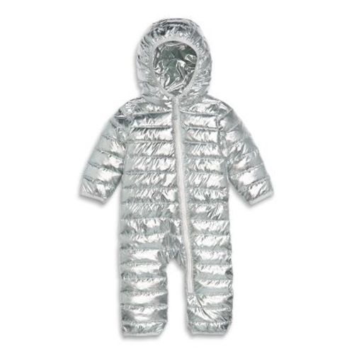 Primary Baby Lightweight Puffer Suit in Silver Size 3-6 Months