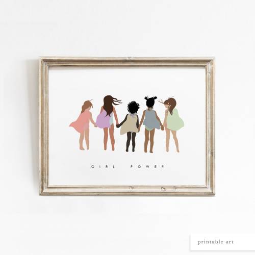 Inspirational Girl Power Illustration: Kids Empowerment Wall Art