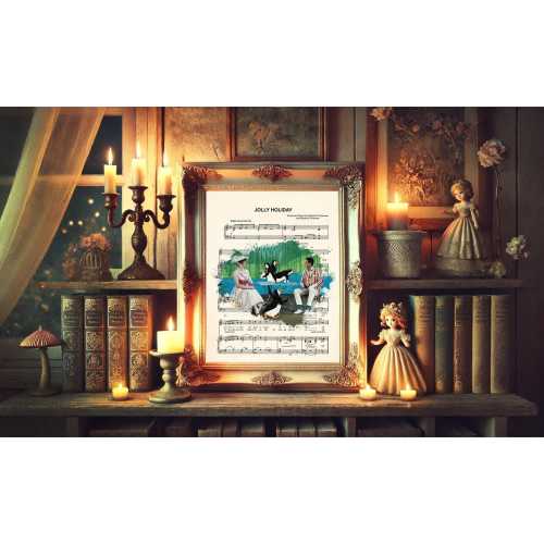 Mary Poppins and Bert Jolly Holiday Sheet Music Art Print