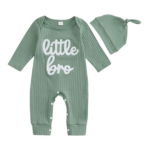 pengnight Newborn Baby Boys Girls Romper Long Sleeve Lil Bro Letter Print Solid Color Bodysuit Jumpsuit