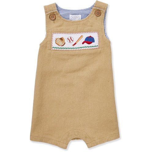 Mud Pie Baby Boys Sleeveless Sports Embroidered Smocking Jon Jon Shortall