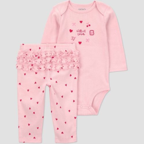 Carter's Just one you® Baby Girls' 2pc Valentines Day Little Love Bodysuit and Pull-On Pants Set - Pink