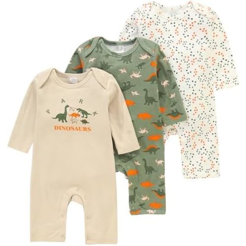 3-Pack Baby Footless Rompers, Infant Cotton Coveralls Onesie Jumpsuit for Boys Girls