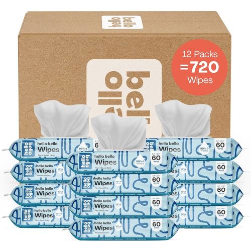Hello Bello Extra Gentle Unscented Baby Wipes, Plant Based, Made with 99% Water and Aloe for Babies and Kids, 720 Count