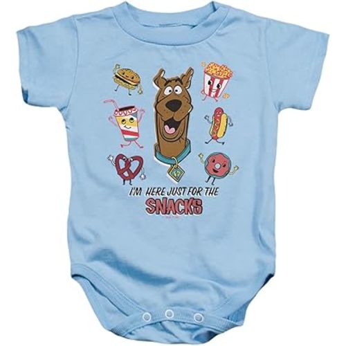 Popfunk Scooby Doo! Scooby Just Here for the Snacks Unisex Infant Snap Suit for Baby, Light Blue, Small