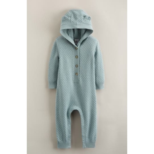 Hooded Bear Pointelle Sweater Romper, 9M