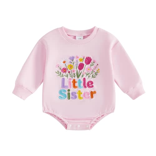 Bagilaanoe Little Sister Big Sister Matching Outfit Baby Girl Long Sleeve Romper Toddler Girl Sweatshirt Pullover Tops