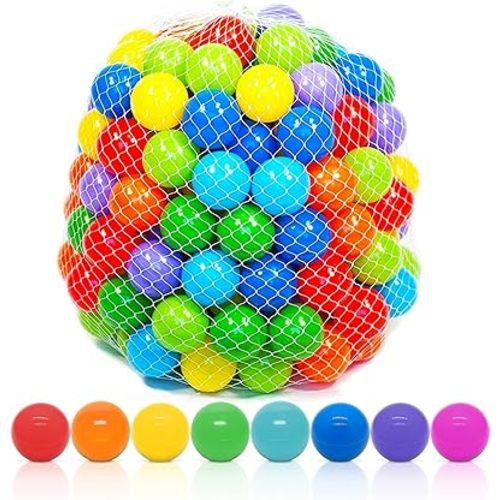 Playz Soft Plastic Mini Ball Pit Balls 500 Count - w/ 8 Vibrant Colors - Crush Proof, No Sharp Edges, Non Toxic, Phthalate & BPA Free for Baby Toddler Ball Pit, Play Tents & Tunnels Indoor & Outdoor