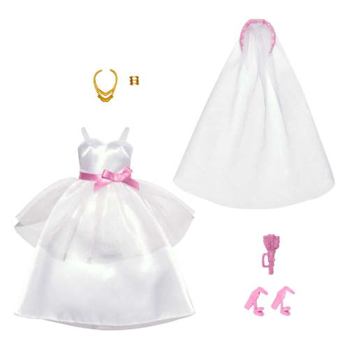 Barbie Fashions Doll Clothing Bridal Pack with Wedding Dress, Veil and Accessories