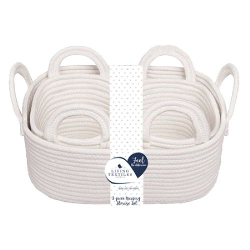 Living Textiles Cotton Rope Basket 3 Piece Set White