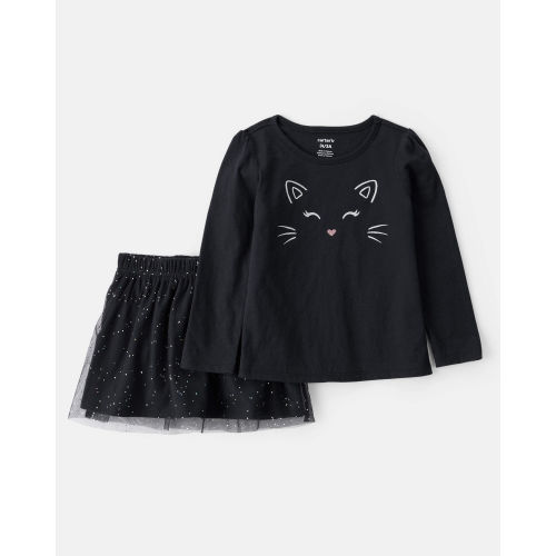 Toddler 2-Piece Halloween Cat Tee & Tulle Skirt Set - Black - Carter's | Carter's