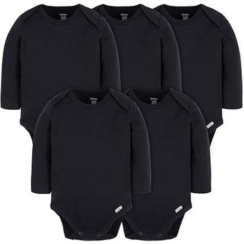 Gerber Unisex Baby Long Sleeve Solid Onesies Multi-Pack Interlock 180 Gsm