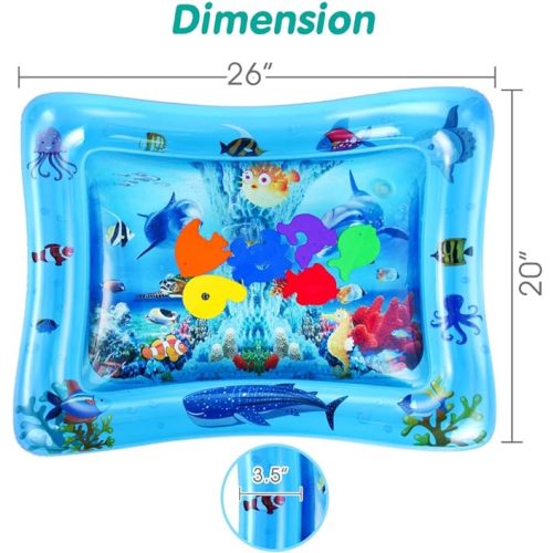 VATOS Tummy Time Baby Water Play Mat Toys for 3 6 9 Months Newborn Infant&Toddlers, Inflatable Sensory Toys Gifts for Boy Girl| BPA Free Infant Early Development Activity Centers